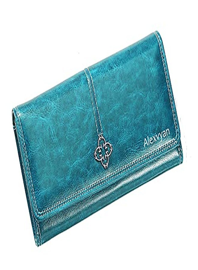 Alexvyan Blue/Green Women Long Purse Wallet Female Women/Ladies/Girls Wallets Card Holder 3 Pocket Card Organizer Raksha Bandan Gift - Image 1